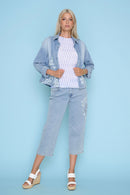 Leaf Applique Cropped Jeans Full Length