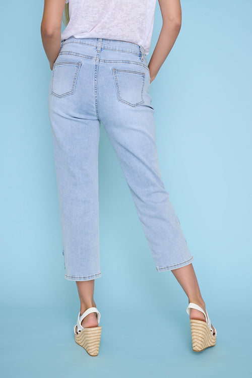 Floral Embellished Cropped Jeans Back View