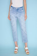 Embroidered Cropped Jeans Front View