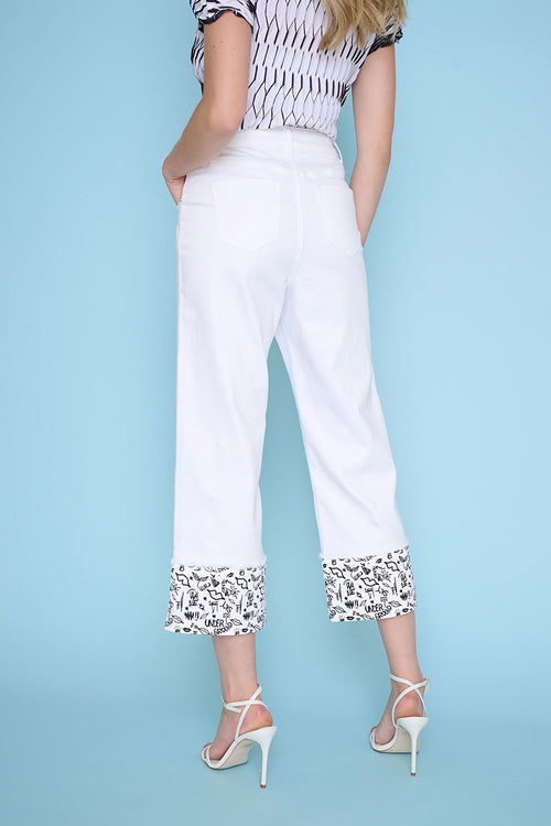 Zip-Trim Cropped Cuffed Jeans
