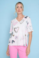 Drawstring Waist Printed Top