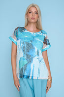 Contrast Cuff Printed Top Front View