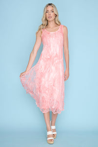 Burn Out Mesh Overlay Sleeveless Dress