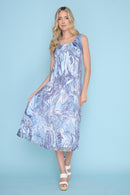 Burn Out Mesh Overlay Sleeveless Dress Front View