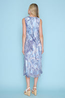 Burn Out Mesh Overlay Sleeveless Dress Back View