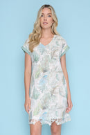 V-Neck Printed Lace Dress