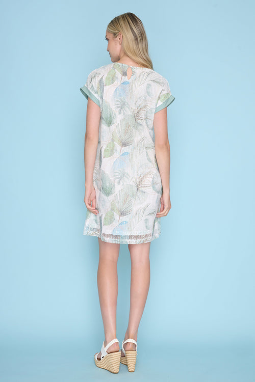 V-Neck Printed Lace Dress