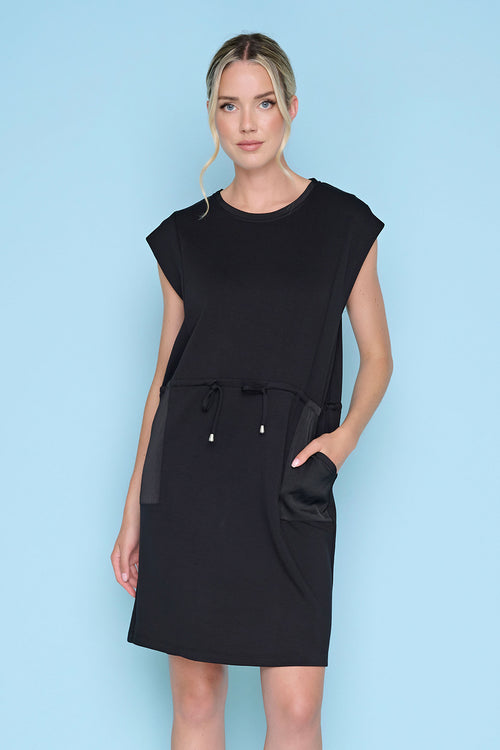 Sleeveless Drawstring Waist Dress Front View