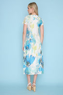 Cap Sleeve Printed Long Dress Back View