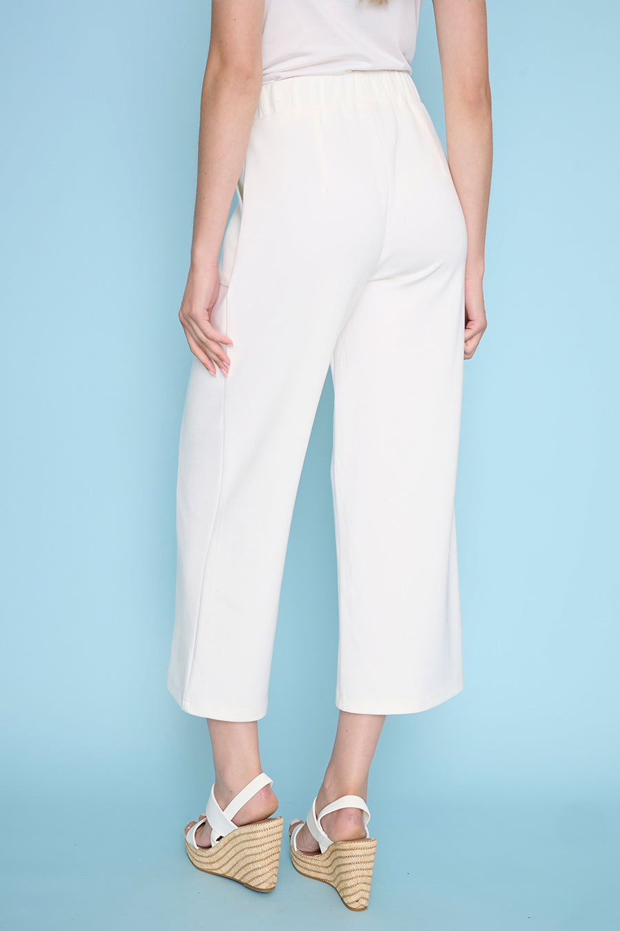 Tencel Scuba Wide-Leg Cropped Pants Back View