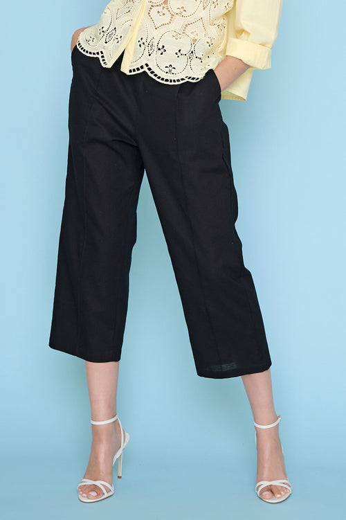 Tencel Scuba Wide-Leg Cropped Pants Front View