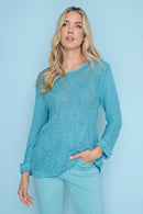 Curved Hem Knit Top Front View