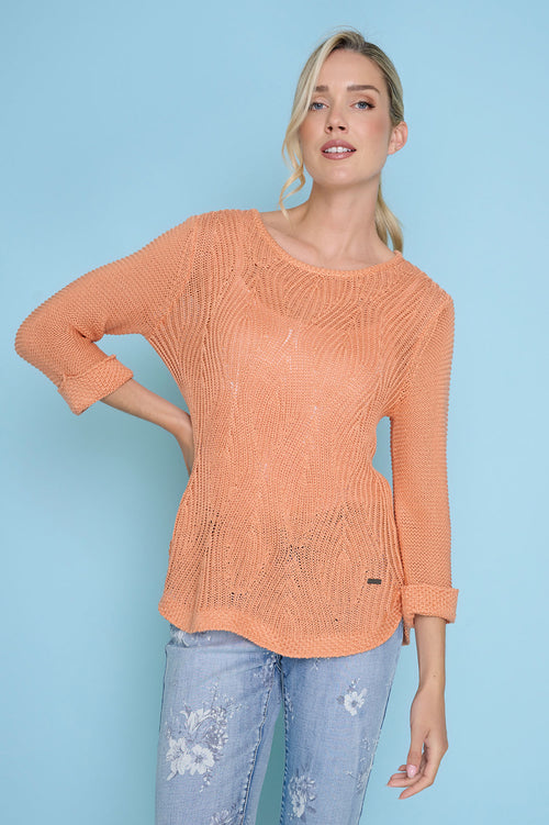 Curved Hem Knit Top Front View