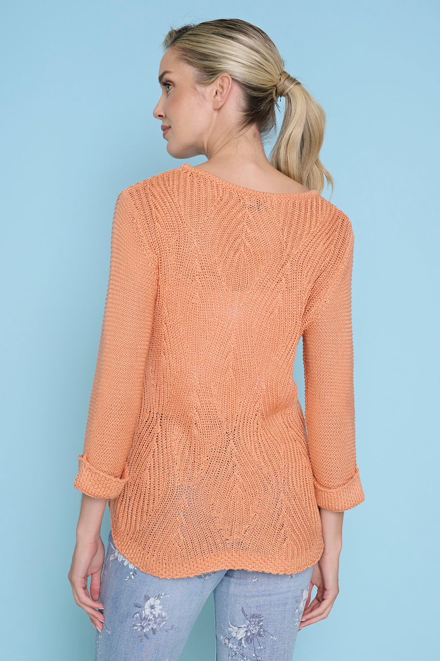 Curved Hem Knit Top Back View