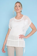 Drawstring Waist Applique Top