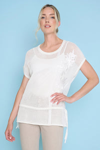 Drawstring Waist Applique Top