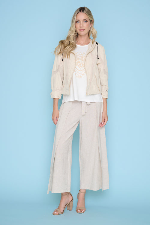 Belted Wide-Leg Cropped Pants