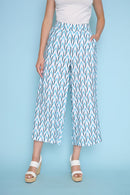 Zigzag Wide-Leg Cropped Pants Front View