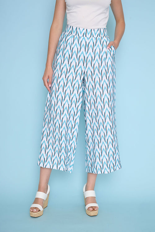 Zigzag Wide-Leg Cropped Pants Front View