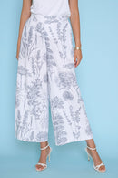 Printed Wide-Leg Cropped Pants Front View