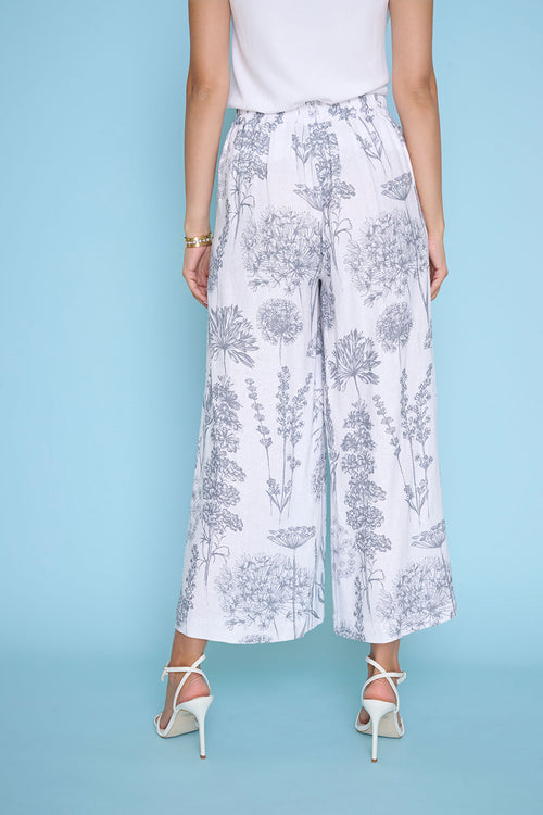 Printed Wide-Leg Cropped Pants Back View