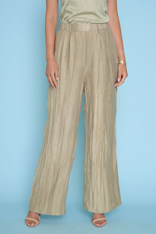Crinkled Wide-Leg Regular Length Pants
