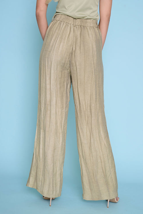 Crinkled Wide-Leg Regular Length Pants