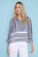 3/4 Sleeve High-Low Shirt Front View