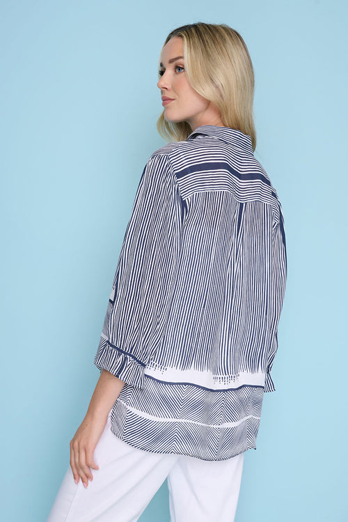3/4 Sleeve High-Low Shirt Back View