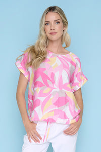 Printed Drawstring Hem Top