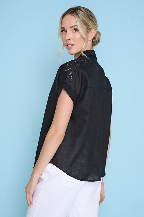Embroidered Cut-Out Shirt