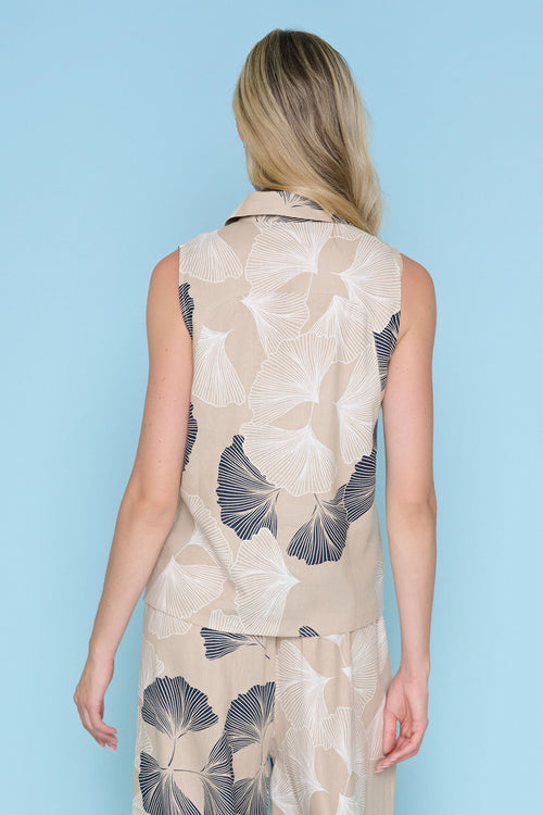 Sleeveless Button-Front Top