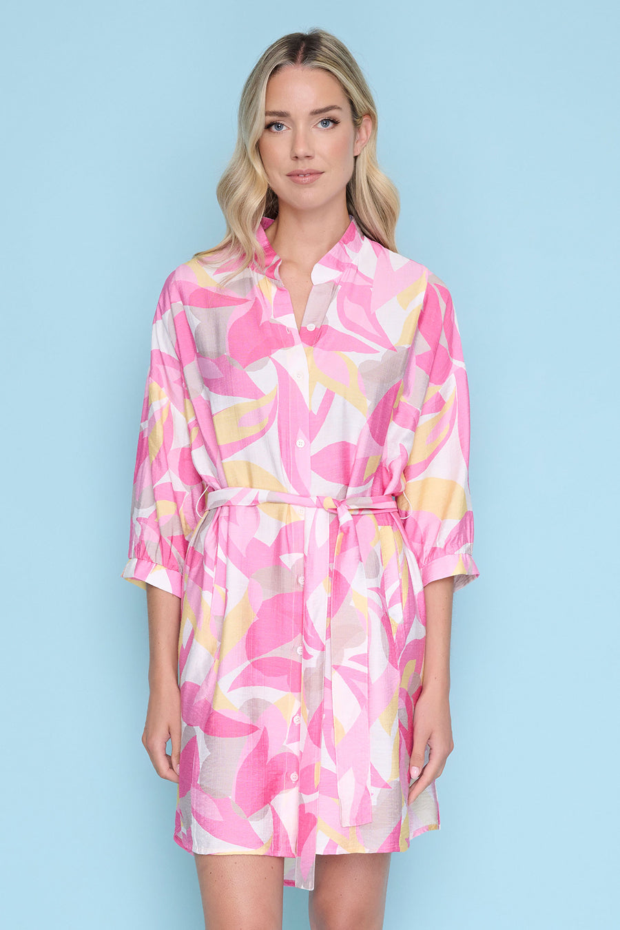 Curved-Hem Belted Dress