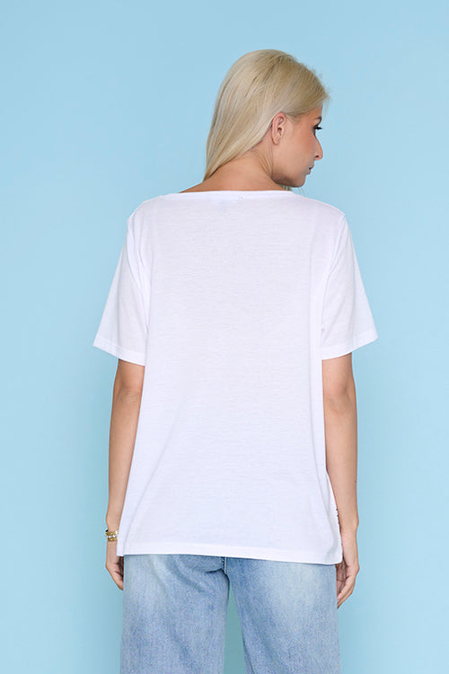 Printed Chiffon T-Shirt Back View