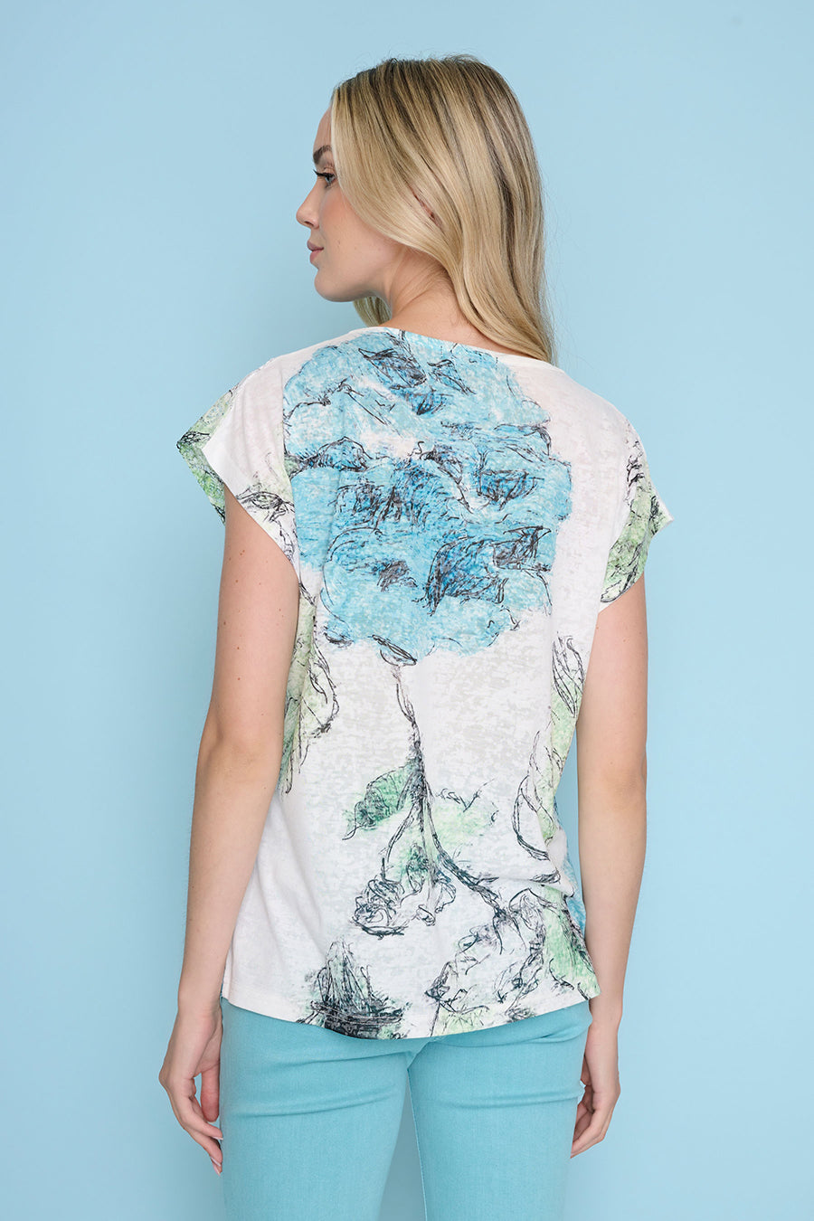 Lace Trim Printed Top