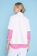 Solid Ottoman Short-Sleeves Zip-Front Jacket