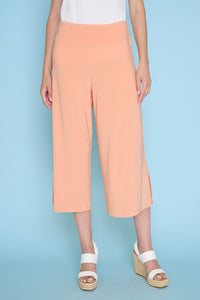 Wide-Leg Side-Slit Capri Pants