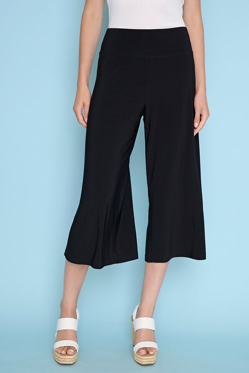 Wide-Leg Side-Slit Capri Pants Front View