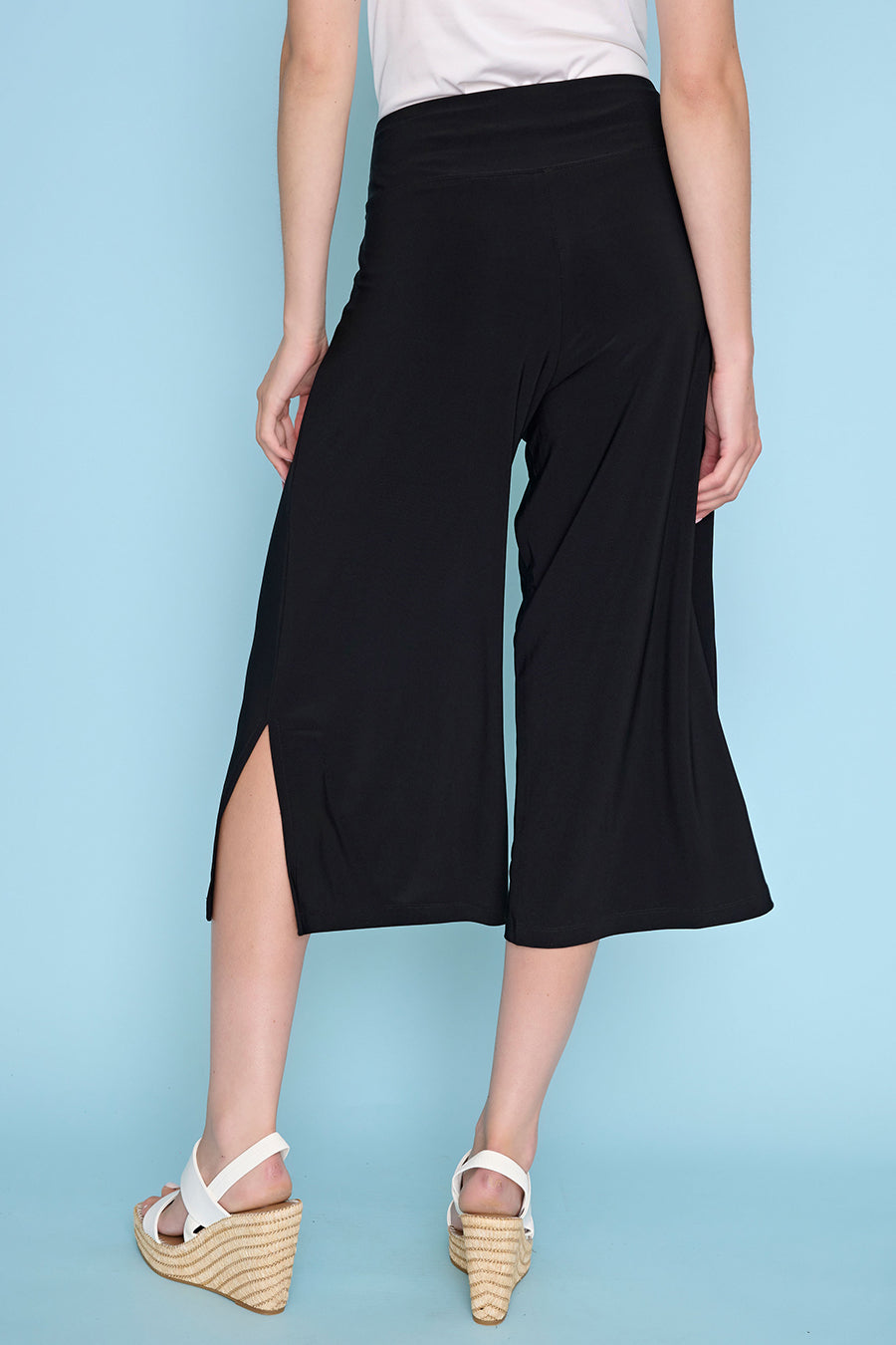 Wide-Leg Side-Slit Capri Pants Back View