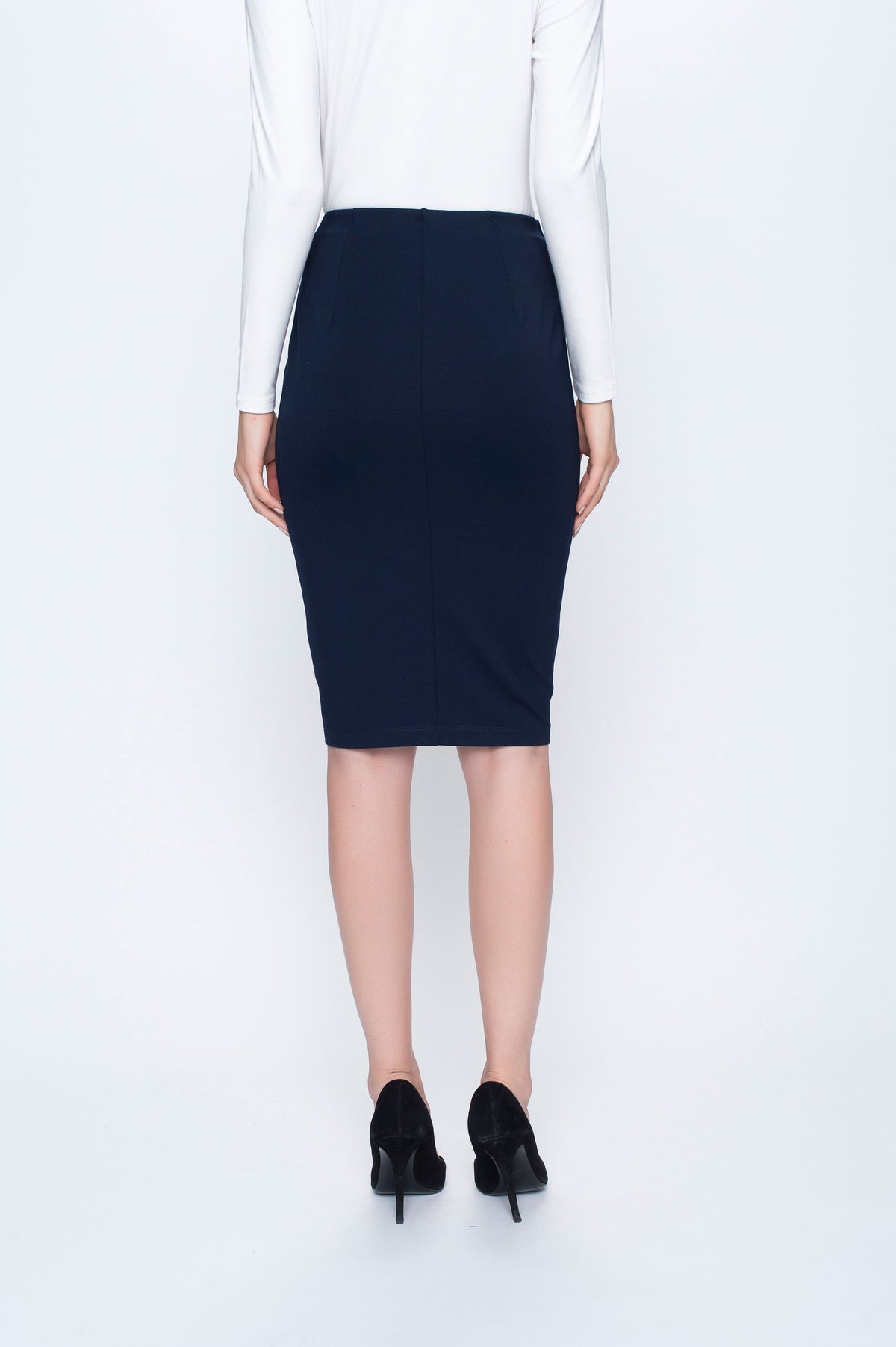 back view Pencil Skirt in deep navy by picadilly canada
