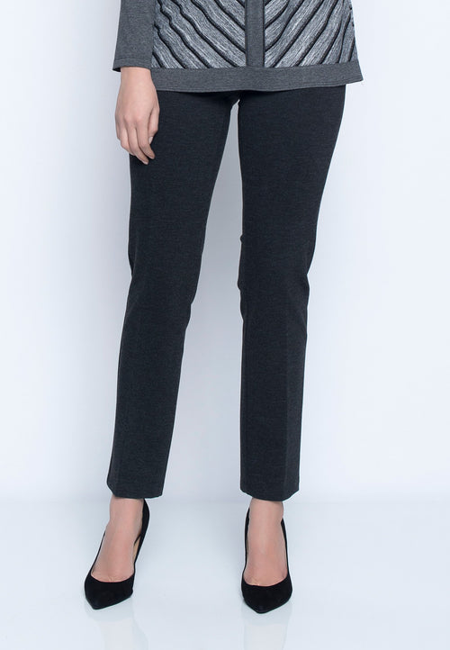 Pull-On Straight Leg Pant in grey by Picadilly Canada