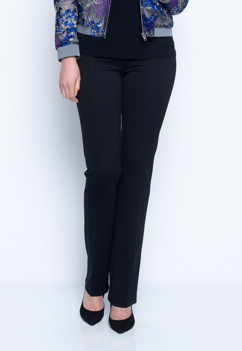 Pull-On Straight Leg Pant in black by Picadilly Canada