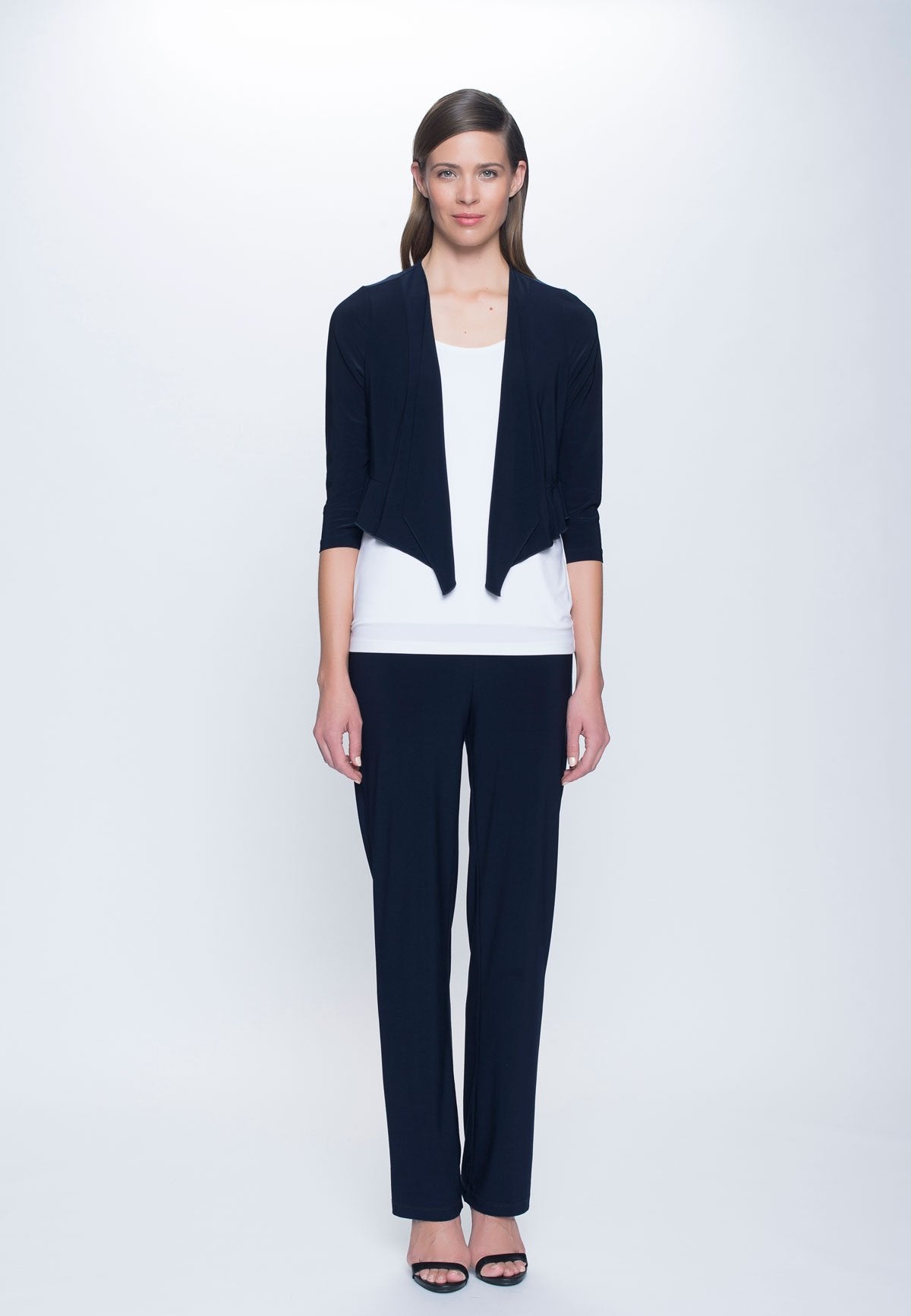 Ruffle Hem Bolero in deep navy by Picadilly Canada