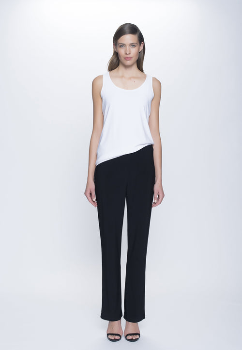outfit of Pull-On Straight Leg Pant Petite Size in black by Picadilly Canada