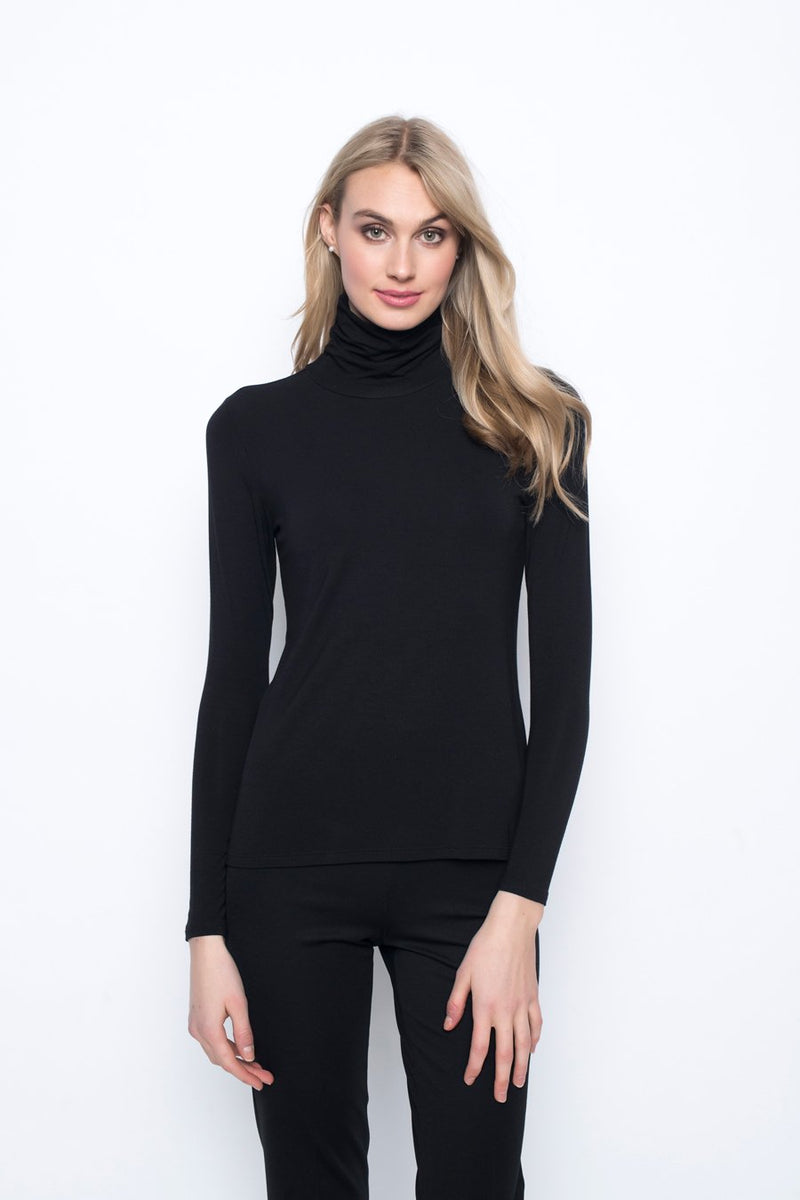 Long sleeve Turtleneck Top in black by Picadilly canada