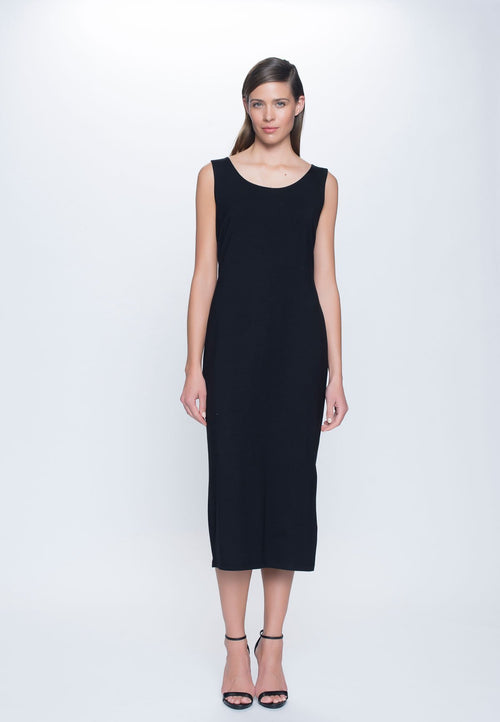 Maxi Dress with High Side Slit in black by picadilly canada