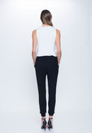 back view Drawstring Pant in black by Picadilly canada