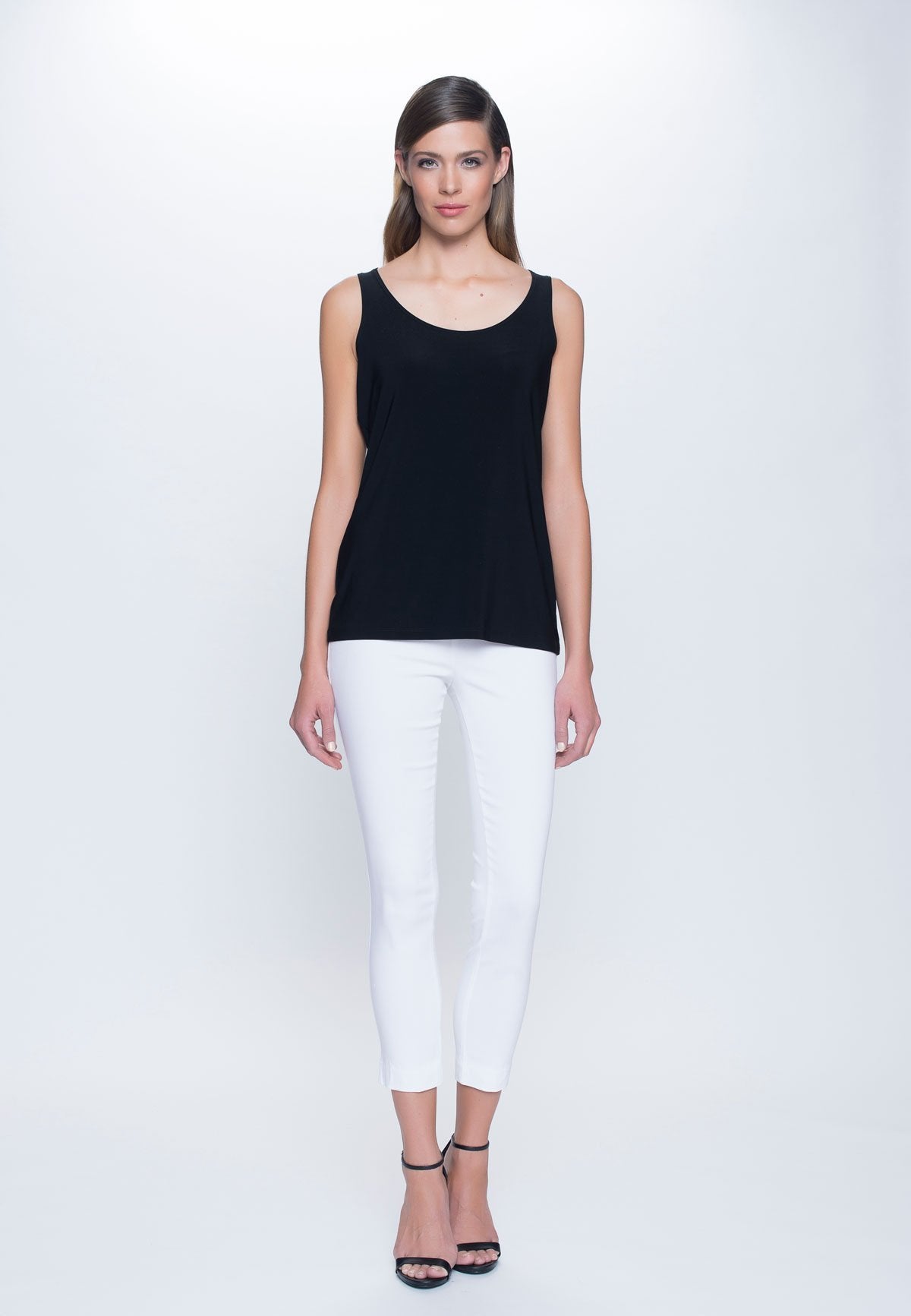 outfit of Scoop Neck Tank in black by Picadilly canada
