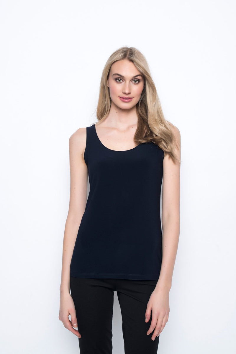 Scoop Neck Tank in deep navy by Picadilly canada