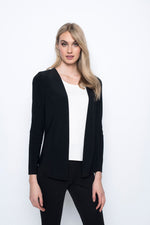 Long Open Front Jacket in black by picadilly canada